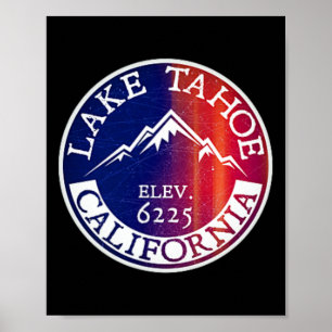 Poster Esqui de Inverno de Lago Tahoe Lembrança Viagem Es