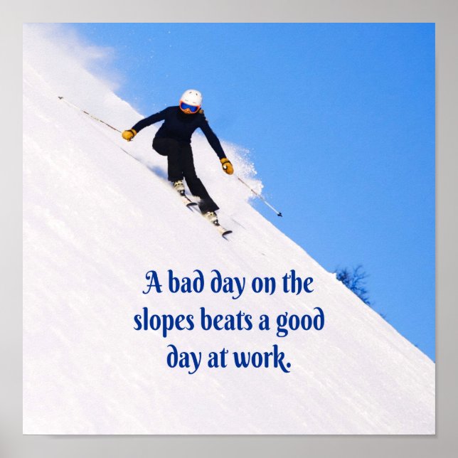 Poster Esqui De Montanha Lopa Neve Fresca Queda De Esqui  (Frente)