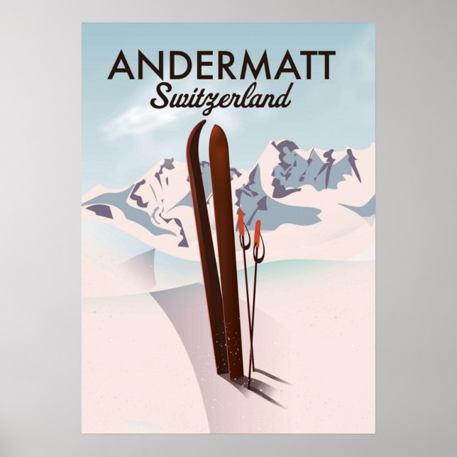 Poster esqui de Suiça Andermatt (Frente)