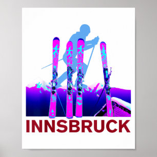 Poster Esqui e snowboard em Innsbruck retrô 90s