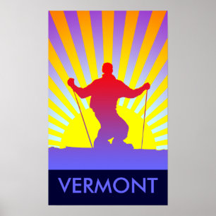 Póster esqui em declive vermont