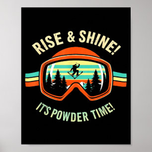 Poster Esqui engraçado - levante & brilhe! hora do pó! es