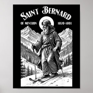 Poster Esqui Esquiador Padroeiro São Bernardo Vintage Inv