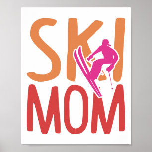 Poster Esqui Mãe Inverno Esportes Mulheres Engraçadas Esq