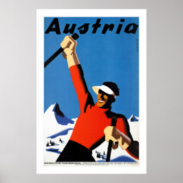 Poster Esqui na Áustria Viagens vintage
