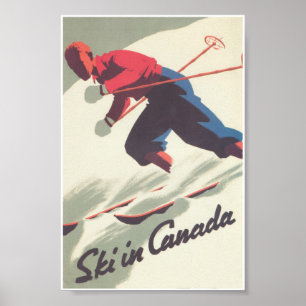 Poster Esqui na Viagens vintage do Canadá