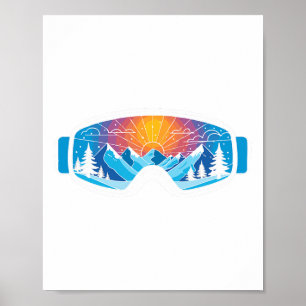 Poster Esqui Óculos de Arte Monta Esqui Minimalista