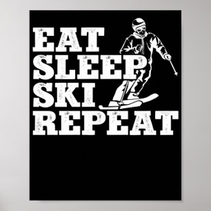 Poster Esqui Retro Comendo Esqui Repetitivo Esquiar Skier