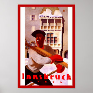 Póster Esqui retro de Innsbruck do viagem da imagem do