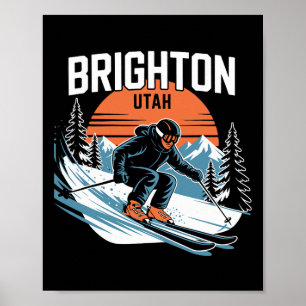 Poster Esqui vintage Brighton Utah esporte de inverno ret