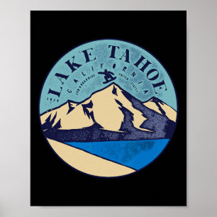 Poster Esqui vintage no Lago Tahoe Montanhas Nevadas