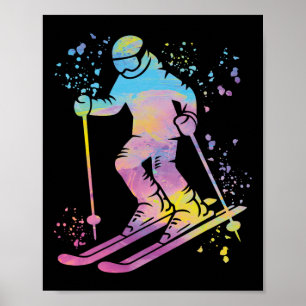 Poster Esquiador Alpino Esportes de Inverno Esqui Nórdico