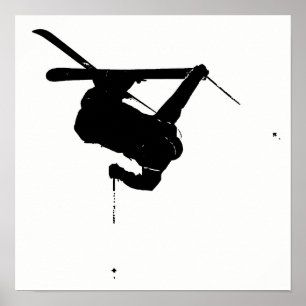 Poster Esquiador preto & branco