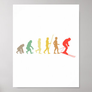Poster Esquiador Retro Esqui Esqui Montanha Abaixo Esport