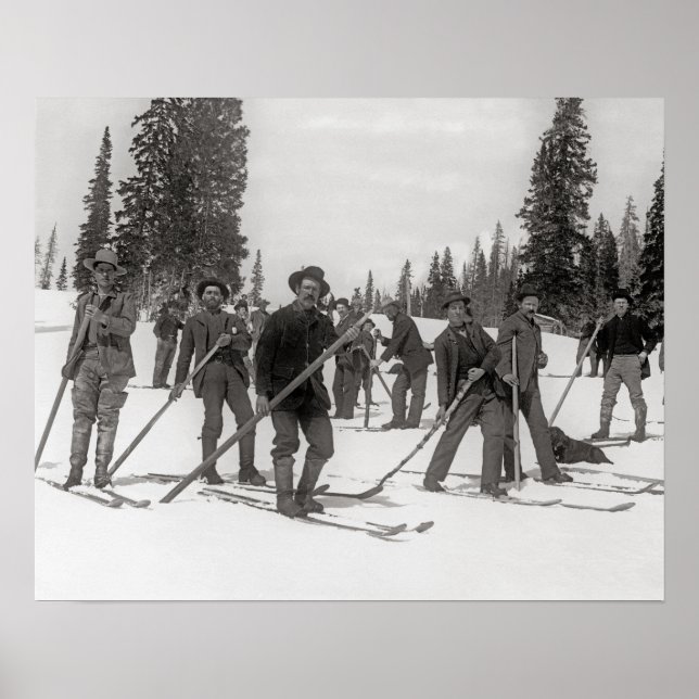 Póster Esquiadores do Colorado, 1910. Foto Antiga (Frente)