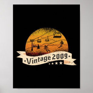 Poster Esquiadores Esquiador Teleférico Vintage Nascido e