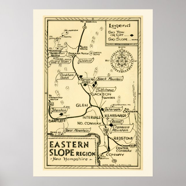 Poster Esquiar em New Hampshire - Encosta Oriental (Frente)