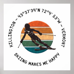 Poster Esquiar Killington, Vermont - Mulher Esquiadora, T