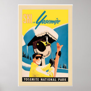 Poster Esquiar no Parque Nacional de Yosemite anos 1930 C