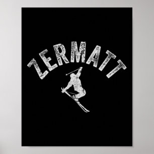 Poster Esquiar Vintage Zermatt Suíça Klein Problemhorn