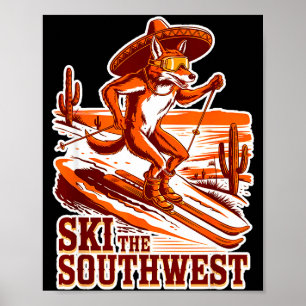 Poster Esquie a aventura do sudoeste coiote esquiador esq