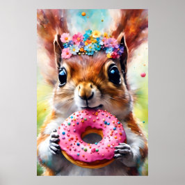 Poster Esquilo Adorável com Rosquinha