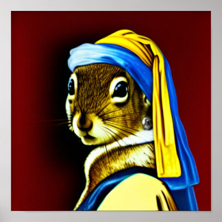 Poster Esquilo Com Uma Pérola Ouvindo Arte Barroca Neerla