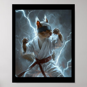 Poster Esquilo de Arte Marcial Vestindo Karate Gi Lightni