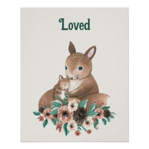 Póster Esquilo de Mãe e Bebê Personalizado "Amado"