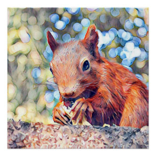 Póster esquilo do aquarell