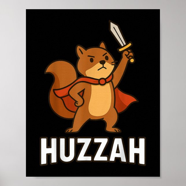 Poster Esquilo Huzzah Cavaleiro Espada Engraçada Para Hom (Frente)