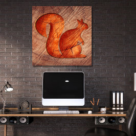 Poster Esquilo - madeira