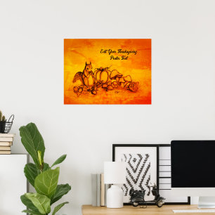 Poster Esquilo no Outono, Feliz Dia de Ação de Graças!