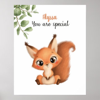 Poster Esquilo Sussurro Afirmações Personalizáveis