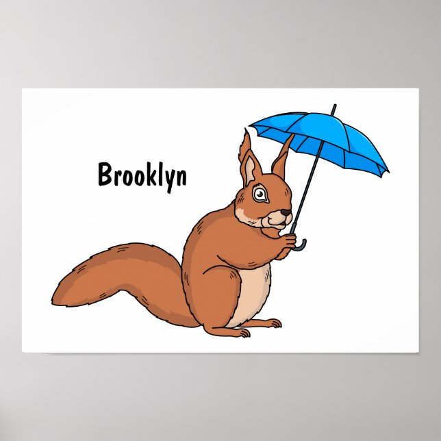 Poster Esquilo vermelho bonito com desenho animado (Frente)