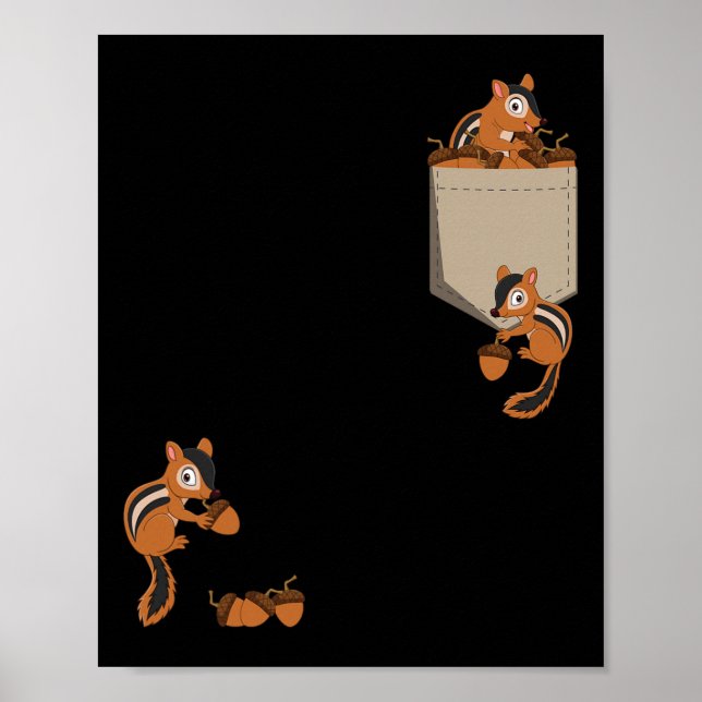 Poster Esquilos Fofos Subindo - Amante de Roedores Esquil (Frente)