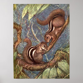 Póster Esquilos-listrados por Louis Sargent, Animais Selv