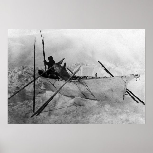 Póster Esquimó em Barco feito com Pele chamado Omiak (Frente)