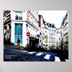 Póster Esquina da rua em Montmartre, Paris, France