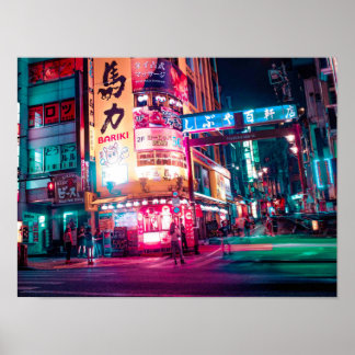 Poster Esquina da Rua Neon Tokyo