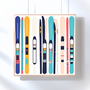 Poster Esquís Arte Moderna Abstrata Contemporânea