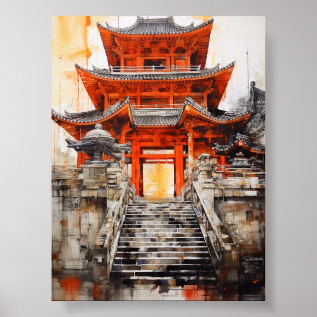 Poster Essência da Arquitetura Asiática - Poste Artístico (Frente)