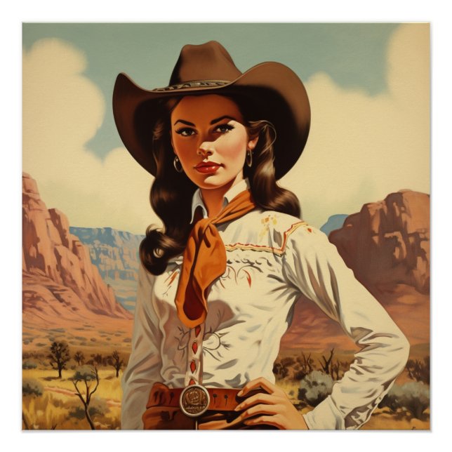 Póster Essência da Cowgirl: Sussurros Ocidentais Selvagen (Frente)
