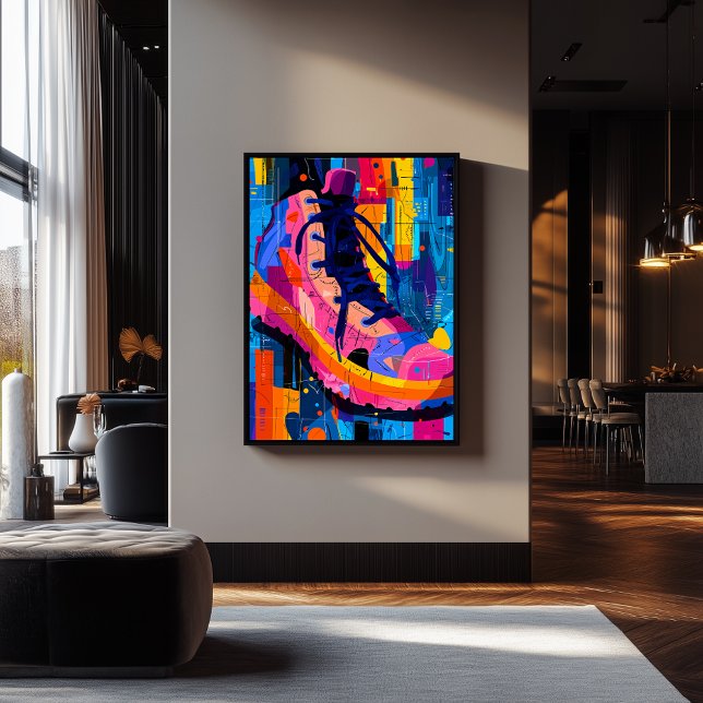 Poster Essionista Geometria Sneaker, Arte de Rua Vibrante (Criador carregado)