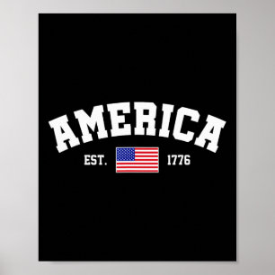 Poster Est 1776 Bandeira Patriótica Americana 4 de Julho