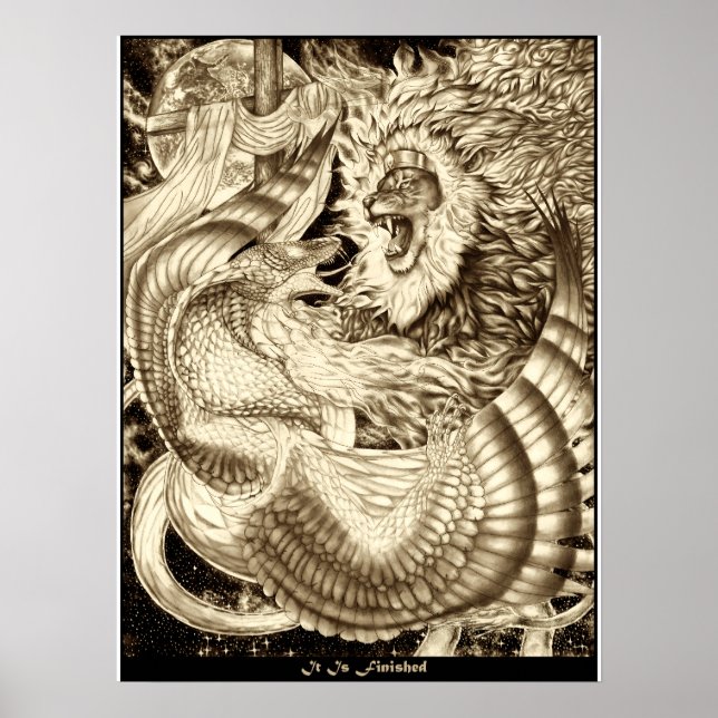 Poster ESTÁ CONSUMADO - Leão de Judá Vs. Serpente Alada (Frente)