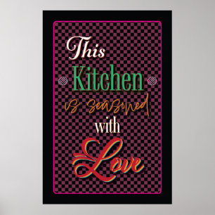 Poster Esta cozinha é temperada com amor