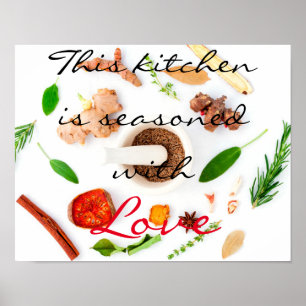 Poster Esta cozinha é temperado com amor