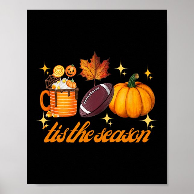 Poster Esta É A Época Pumpkin Leaf Latte Fall Graças (Frente)