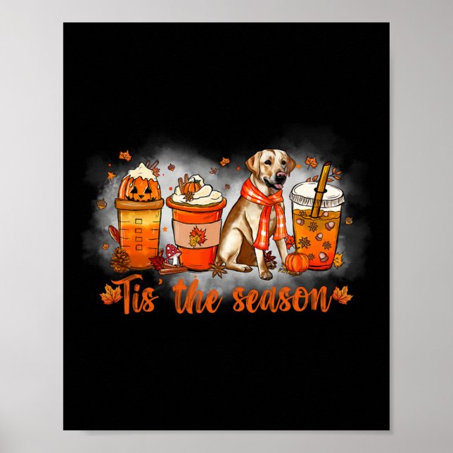Poster Esta É A Época Pumpkin Spice Latte Ouro Hallowee (Frente)